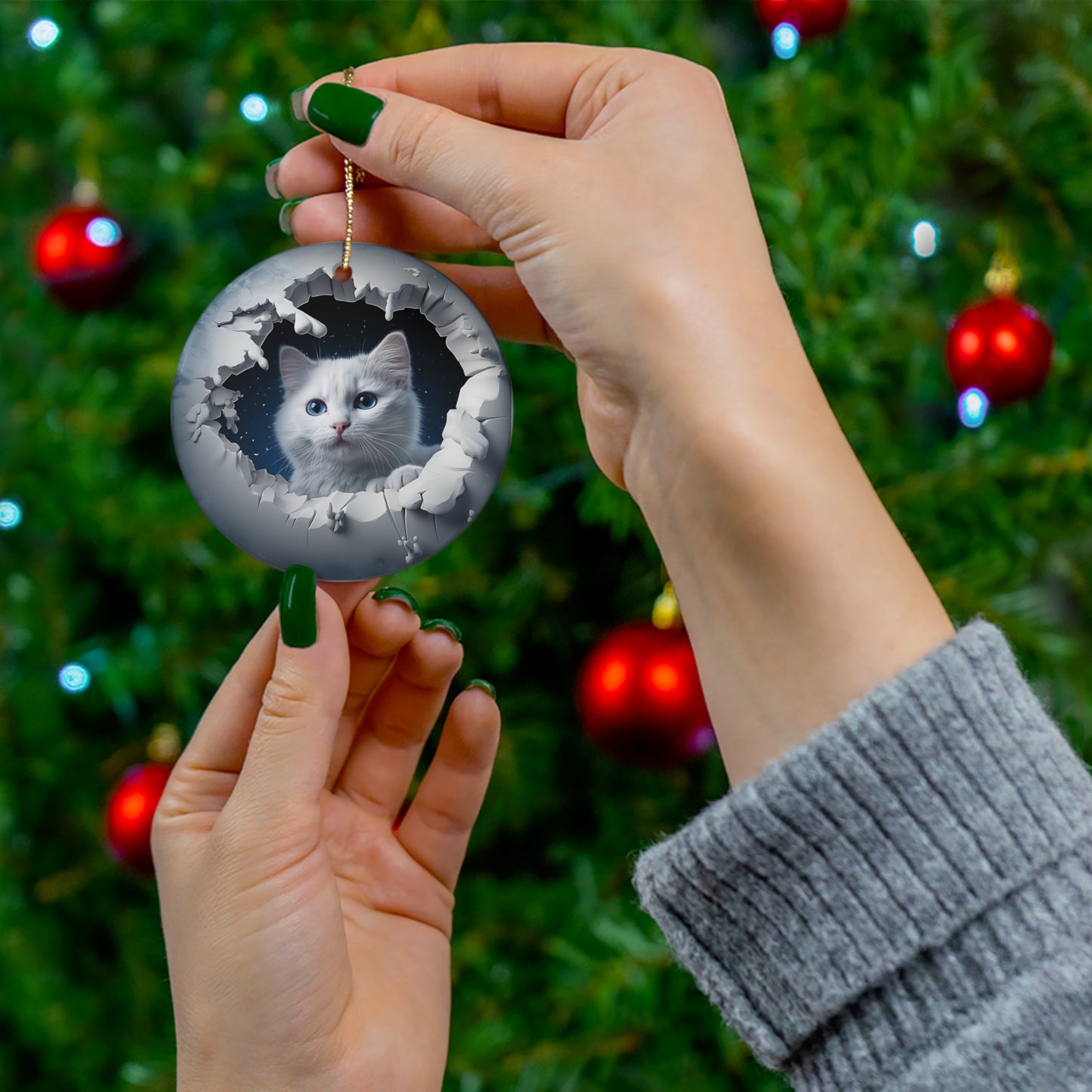 CAT 3D EFFECT CERAMIC ORNAMENT         Item #2380116