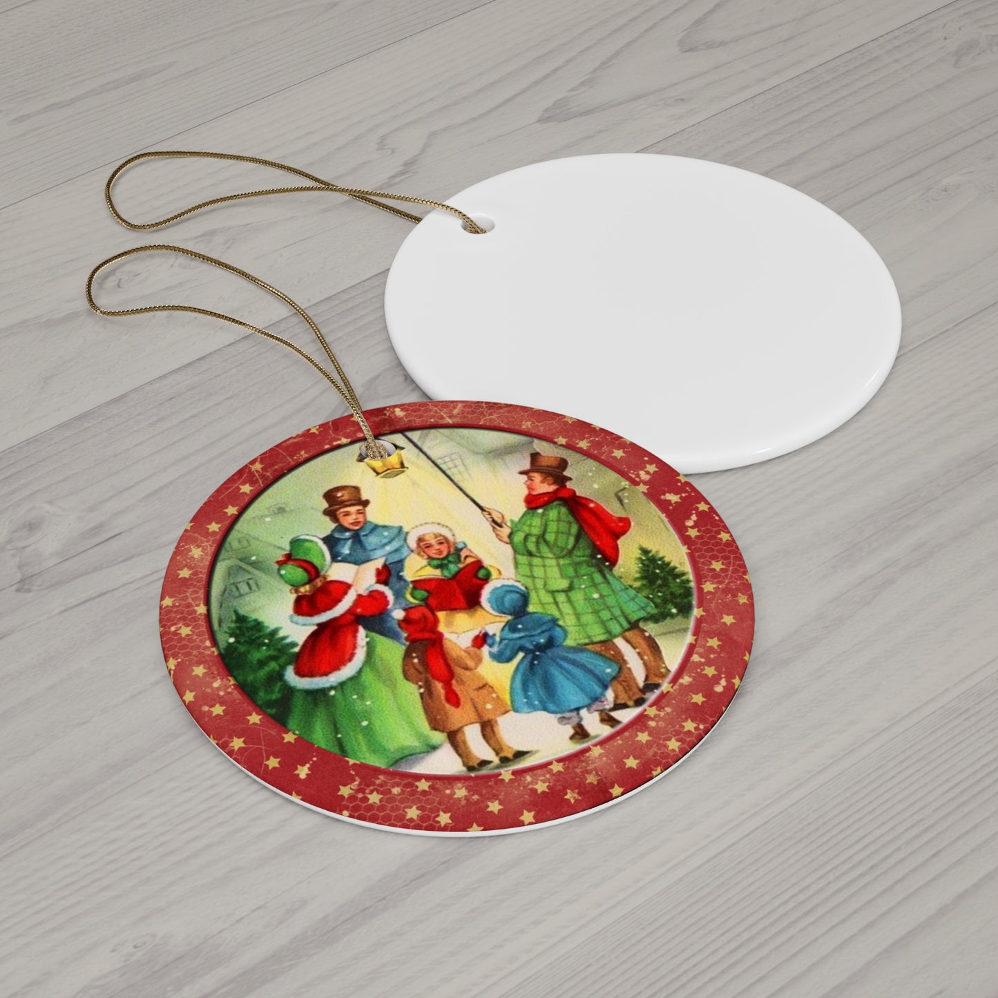 Christmas Carolers Ceramic Disc Ornament     Item #3802379