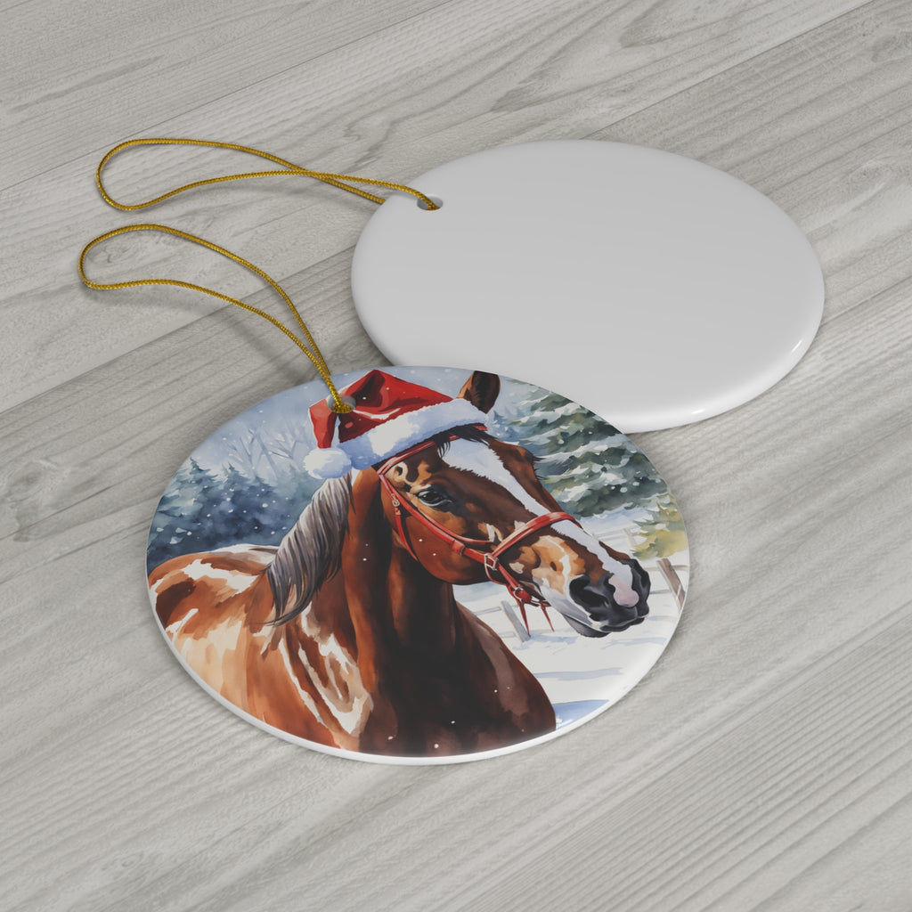 Horse Christmas Ceramic Disc Ornament        Item #1790083