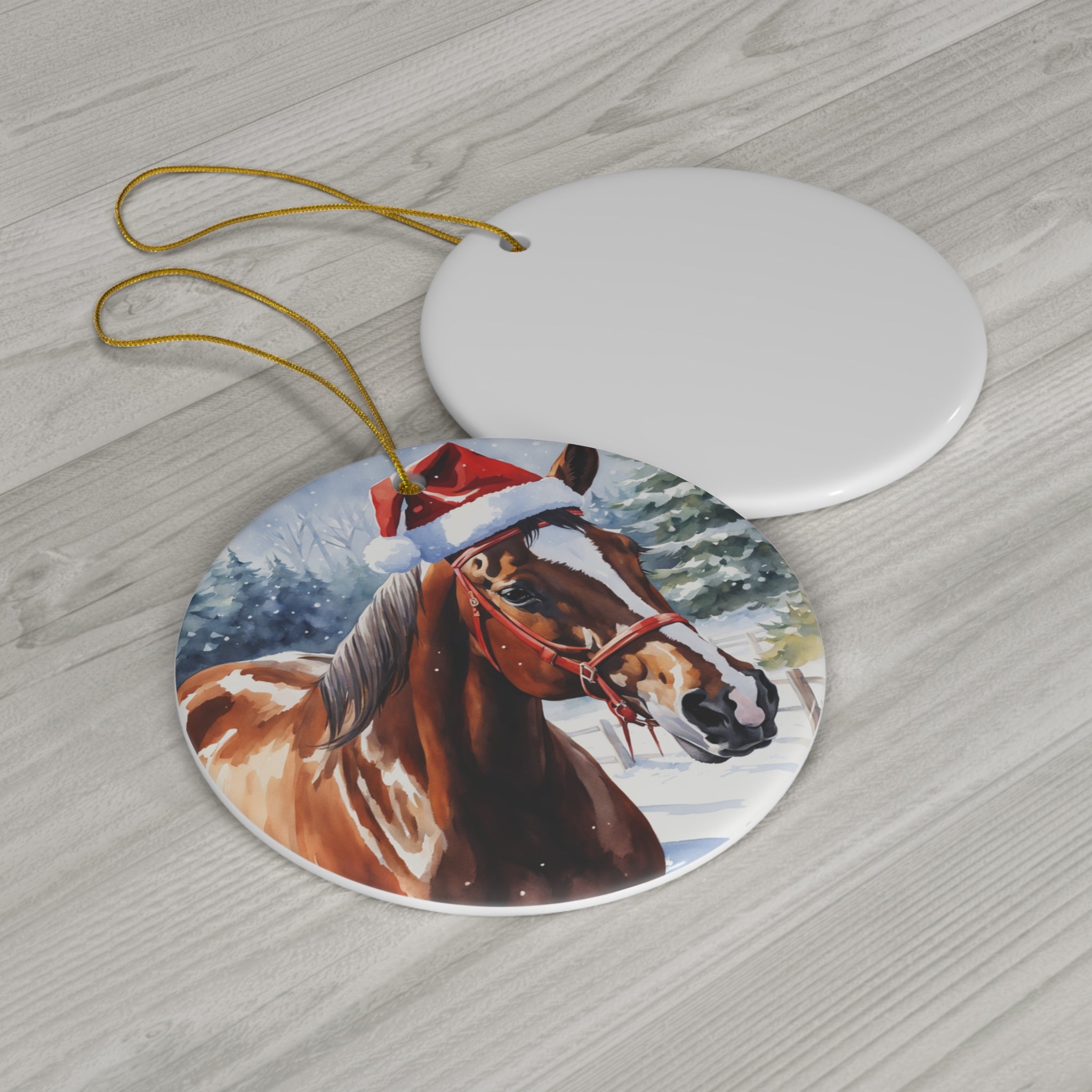 Horse Christmas Ceramic Disc Ornament        Item #1790083