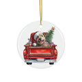 Glen Of Imaal Terrier Christmas Dog In Red Truck Ceramic Disc Ornament          Item #5586442