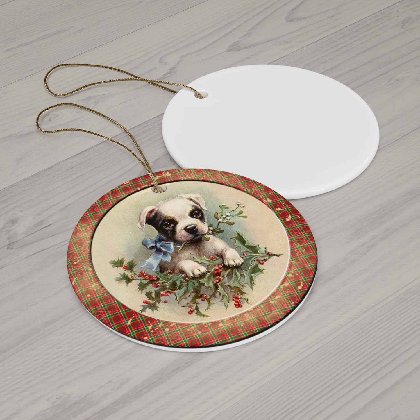 Christmas Puppy Ceramic Disc Ornament     Item #4099341