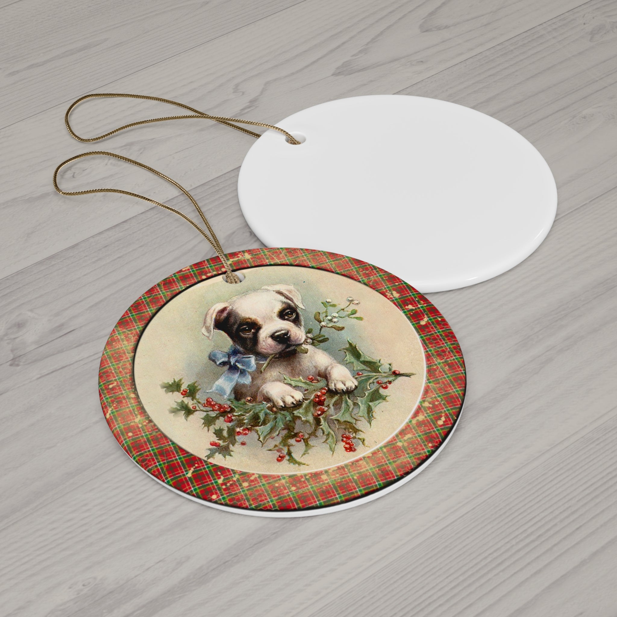 Christmas Puppy Ceramic Disc Ornament     Item #4099341