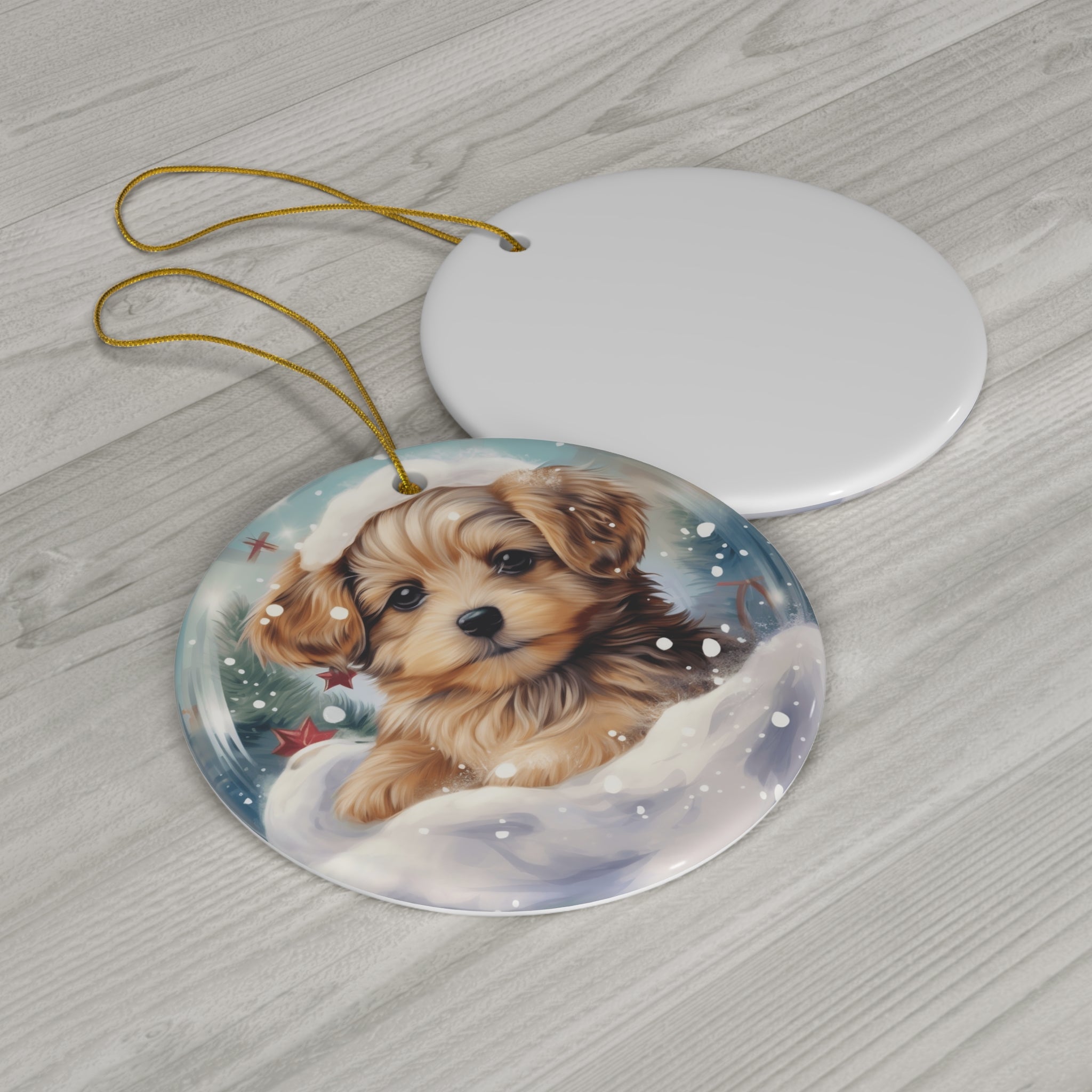 Christmas Dog Ceramic Disc Ornament              Item #7834514 - Buckshot's Bargain Barn