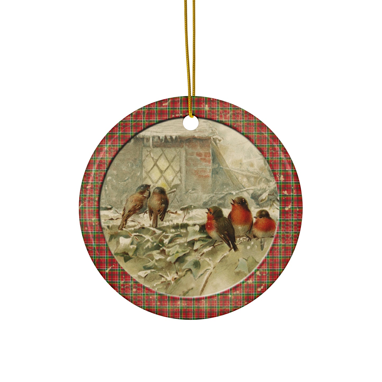 Christmas Birds Ceramic Disc Ornament     Item #4679335