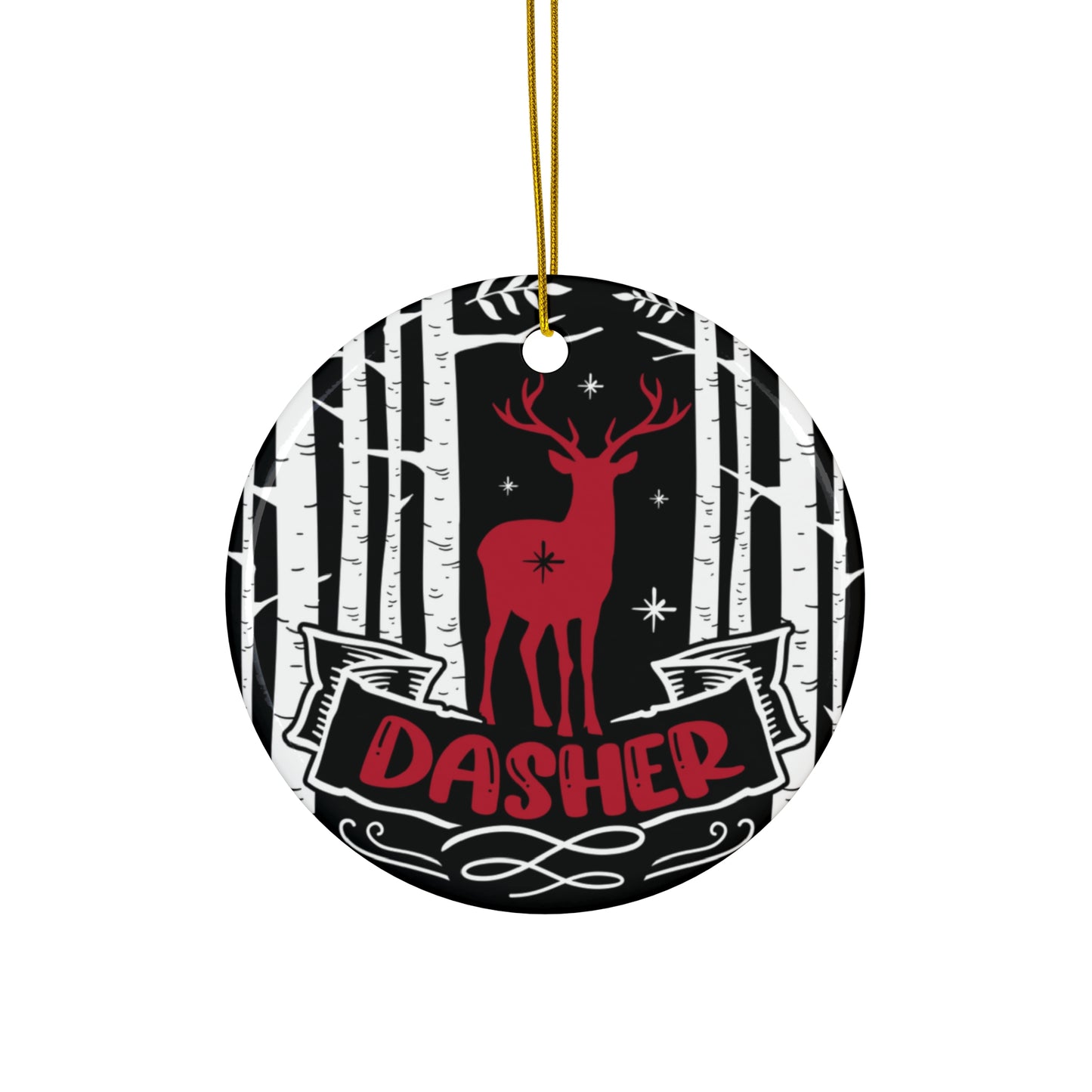 Dasher Ceramic Disc Ornament       Item #5755594