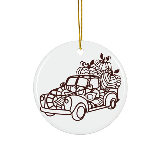 Thankful Truck Ceramic Disc Ornament      Item #6466258