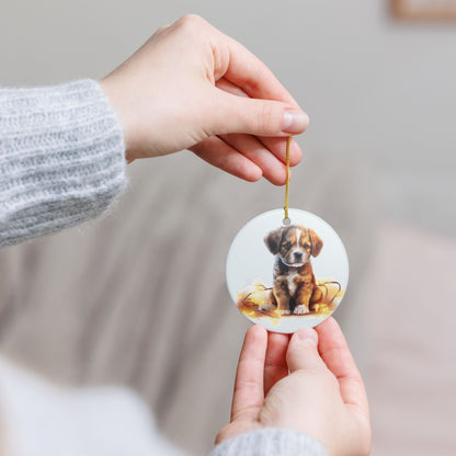 Adorable Puppy Christmas Ceramic Ornament   Item  #587767