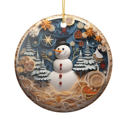 Winter Wonderland Snowman Ceramic Ornament   Item #370341