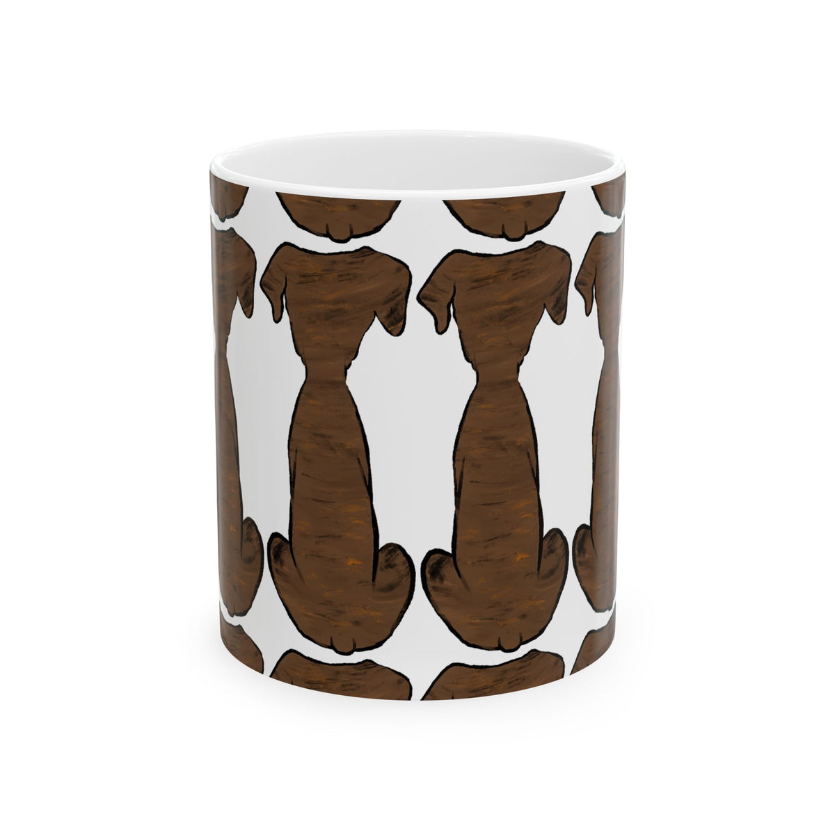 Dachshund Pattern Ceramic Mug — Cute Black & Tan Sausage Dog Coffee Cup 11oz   Item #666911