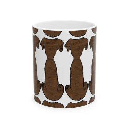 Dachshund Pattern Ceramic Mug — Cute Black & Tan Sausage Dog Coffee Cup 11oz   Item #666911