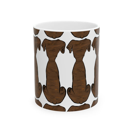 Dachshund Pattern Ceramic Mug — Cute Black & Tan Sausage Dog Coffee Cup 11oz   Item #666911