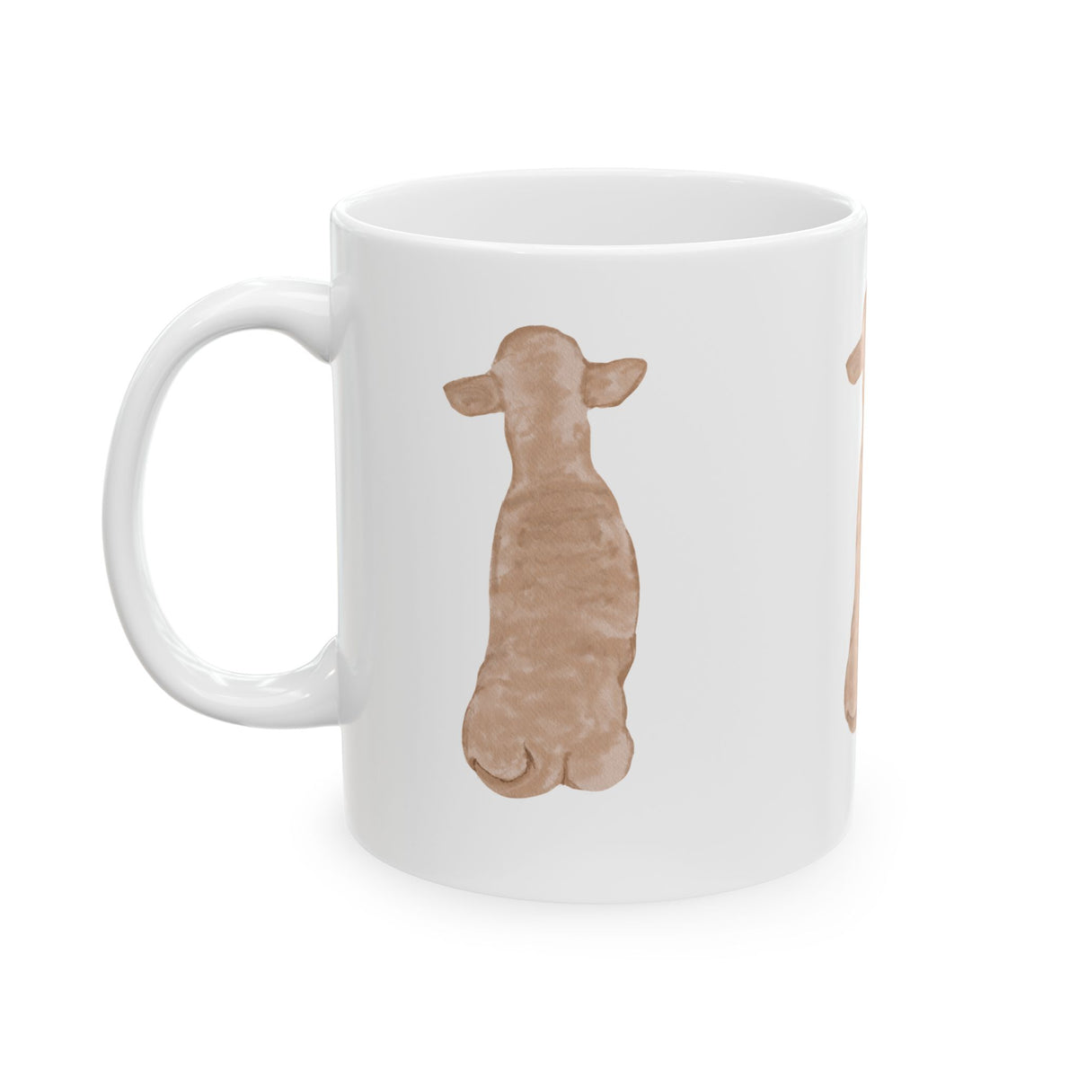 Brown Dog Silhouette Mug – Back View Ceramic Coffee Cup 11oz    Item #1689