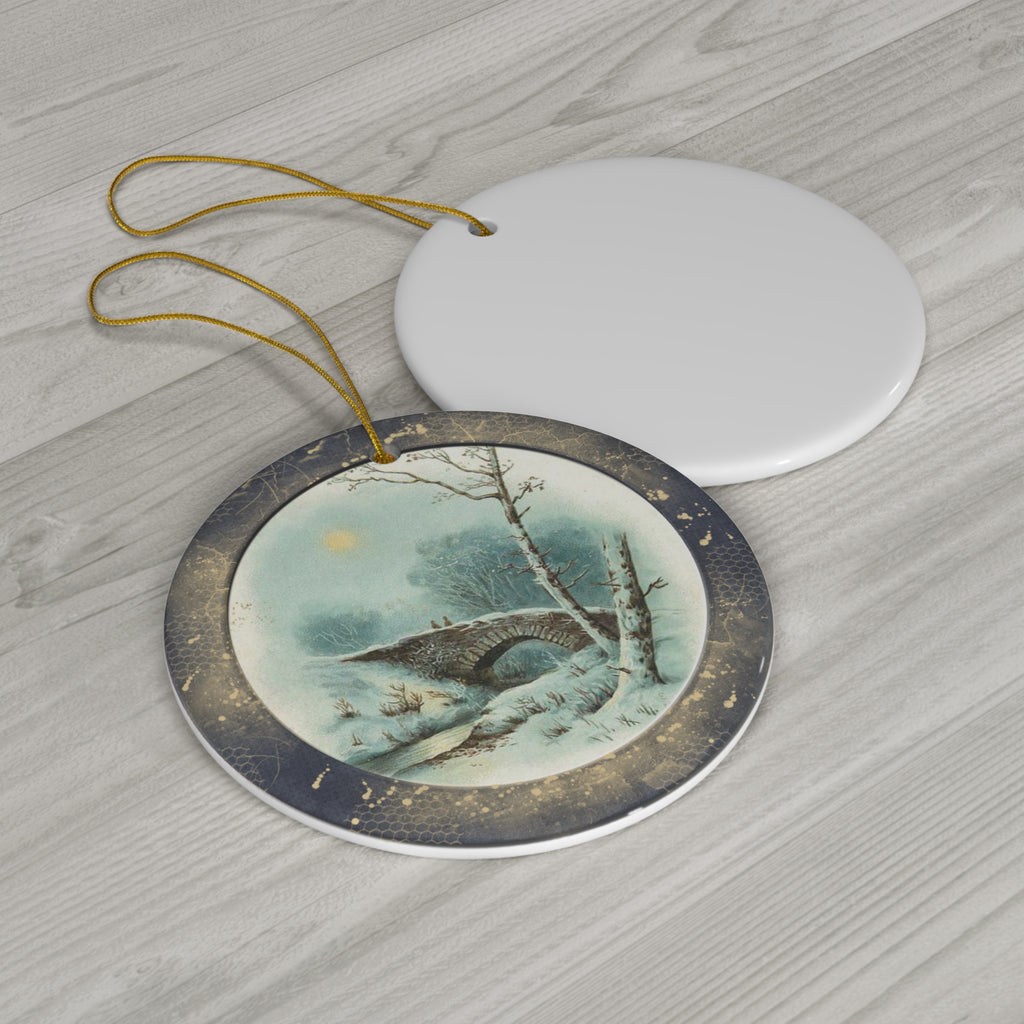 Winter Scene Ceramic Disc Ornament          Item #3412911