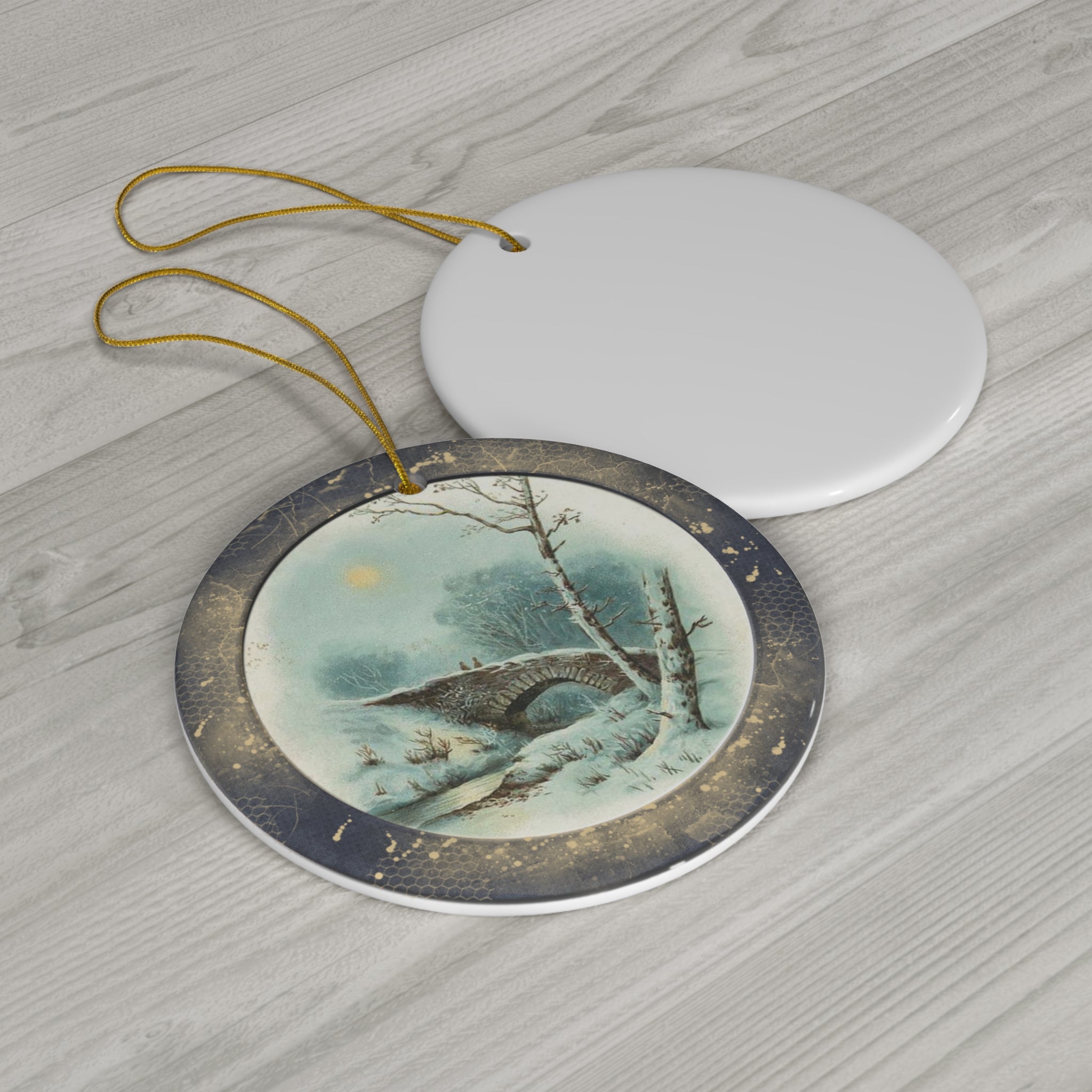 Winter Scene Ceramic Disc Ornament          Item #3412911