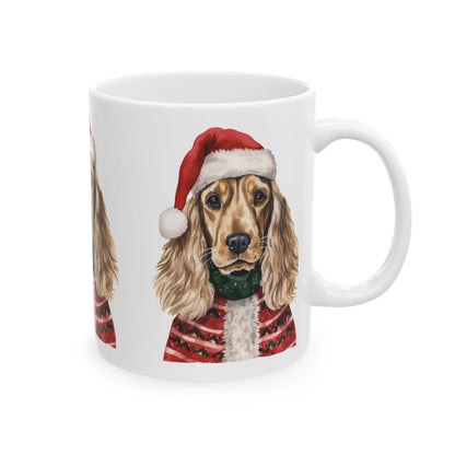 Cocker Spaniel Christmas Mug - Festive Dog in Santa Hat Ceramic Coffee Cup 11oz   Item #978881