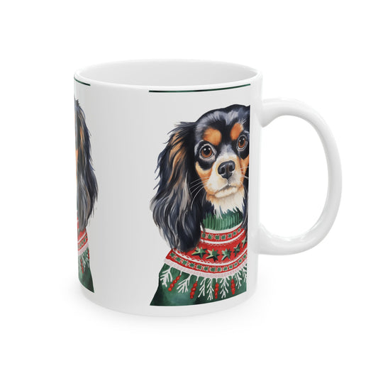 Cavalier King Charles Christmas Mug – Cute Dog in Holiday Sweater 11oz   Item #814475