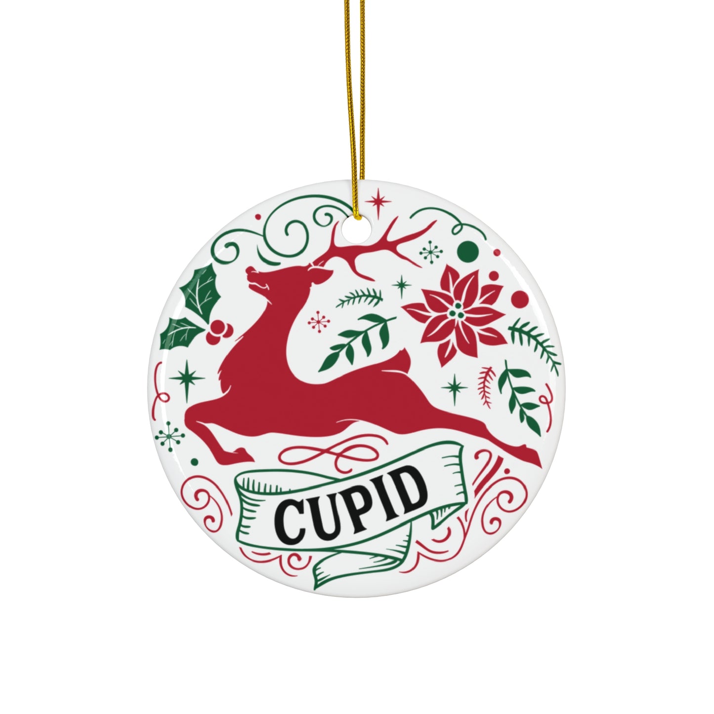 Cupid Reindeer Ceramic Ornament       Item #6109287