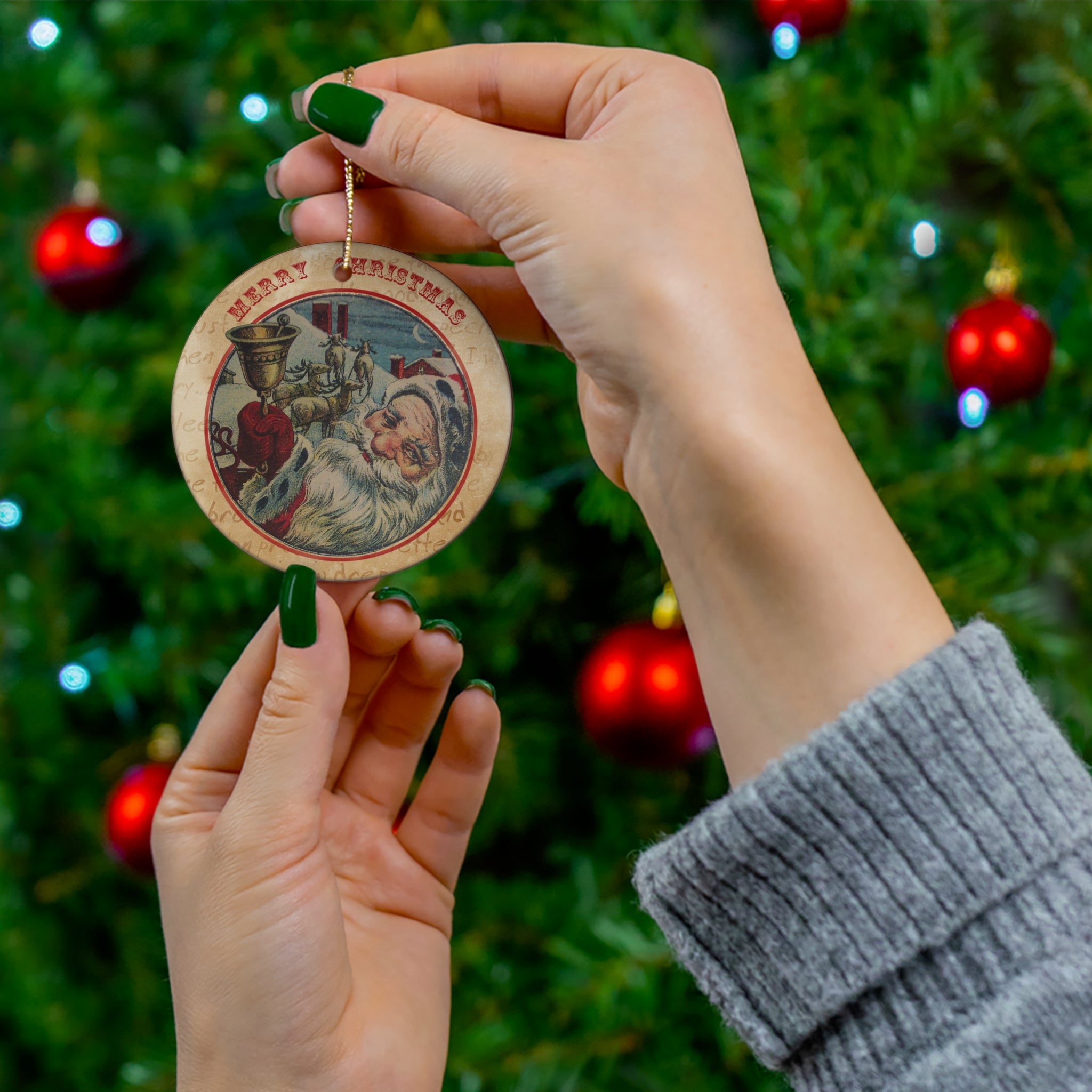 Santa Ceramic Disc Ornament        Item #8892271