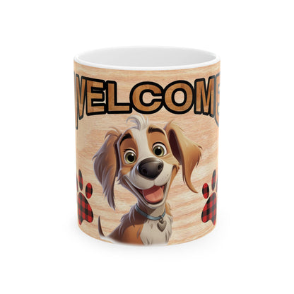 Welcome Puppy Ceramic Mug — Cute Dog Paw Print Coffee Cup 11oz   Item #838231