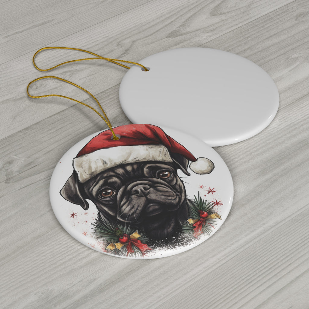Ceramic Ornament - Christmas Pug Dog   Item #5027068