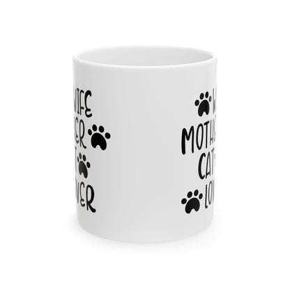 Cat Mom Coffee Mug – "World's Best Mother of Cats" Ceramic Mug with Paw Print Design 11oz   Item #83732