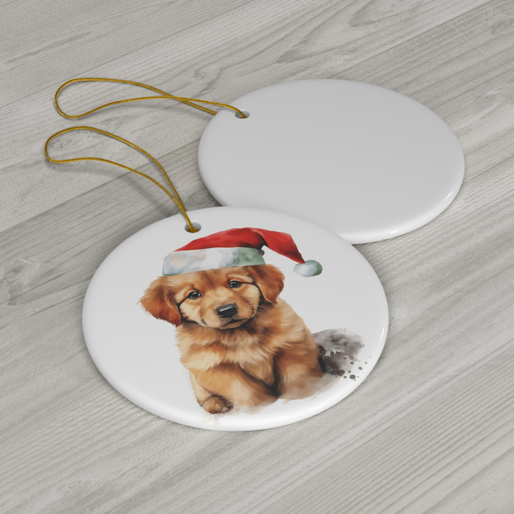 Christmas Dog Ceramic Disc Ornament               Item #9129761