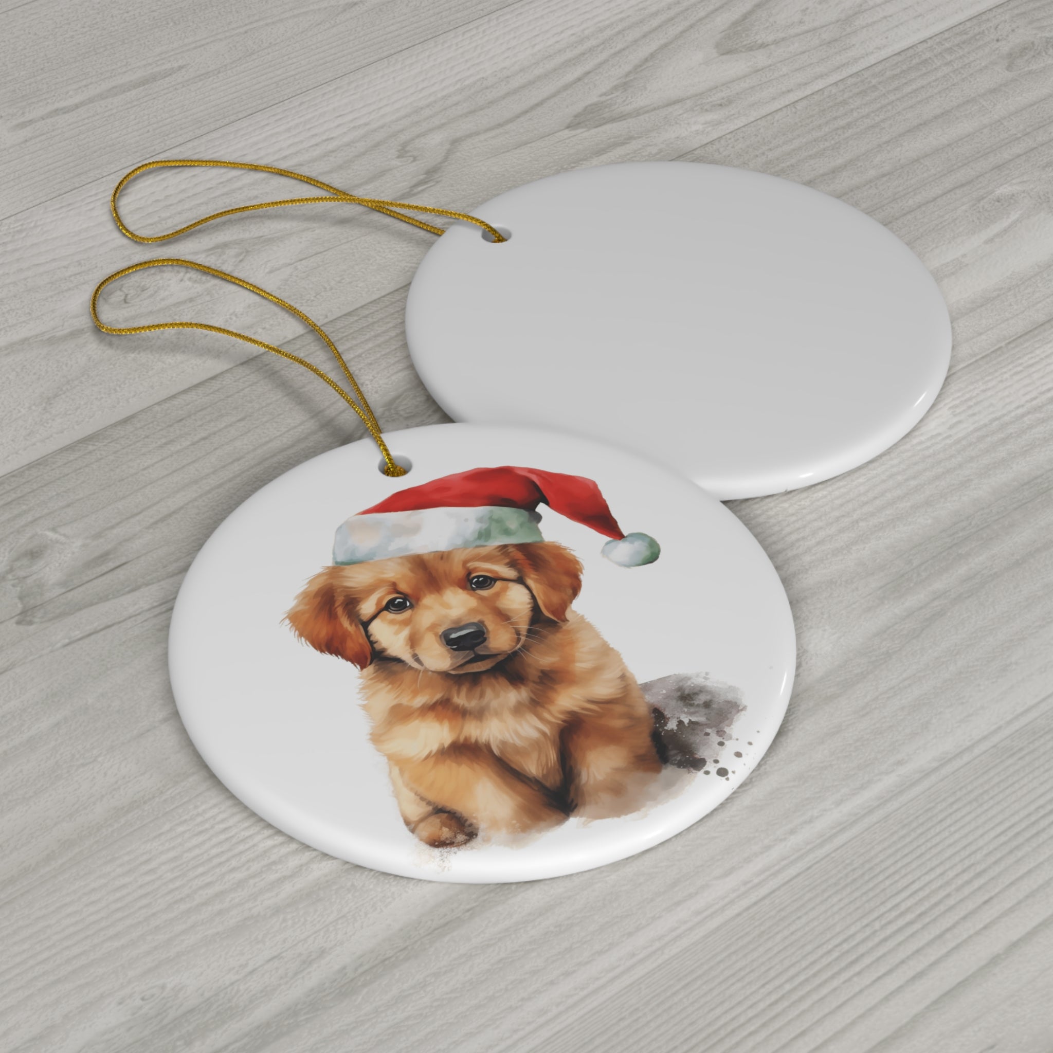 Christmas Dog Ceramic Disc Ornament               Item #9129761