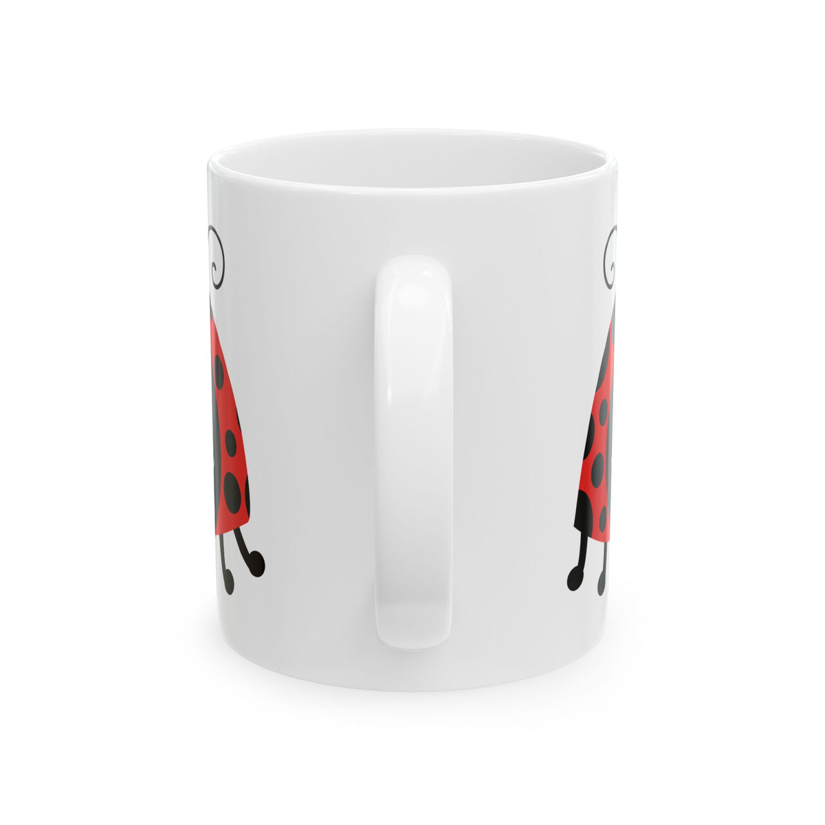 Ladybug Ceramic Mug — Cute Smiling Ladybug Coffee Tea Cup 11oz   Item #25193