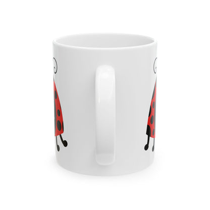 Ladybug Ceramic Mug — Cute Smiling Ladybug Coffee Tea Cup 11oz   Item #25193