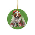 Ceramic Ornament - Christmas Brittany Spaniel Dog      Item #5713043