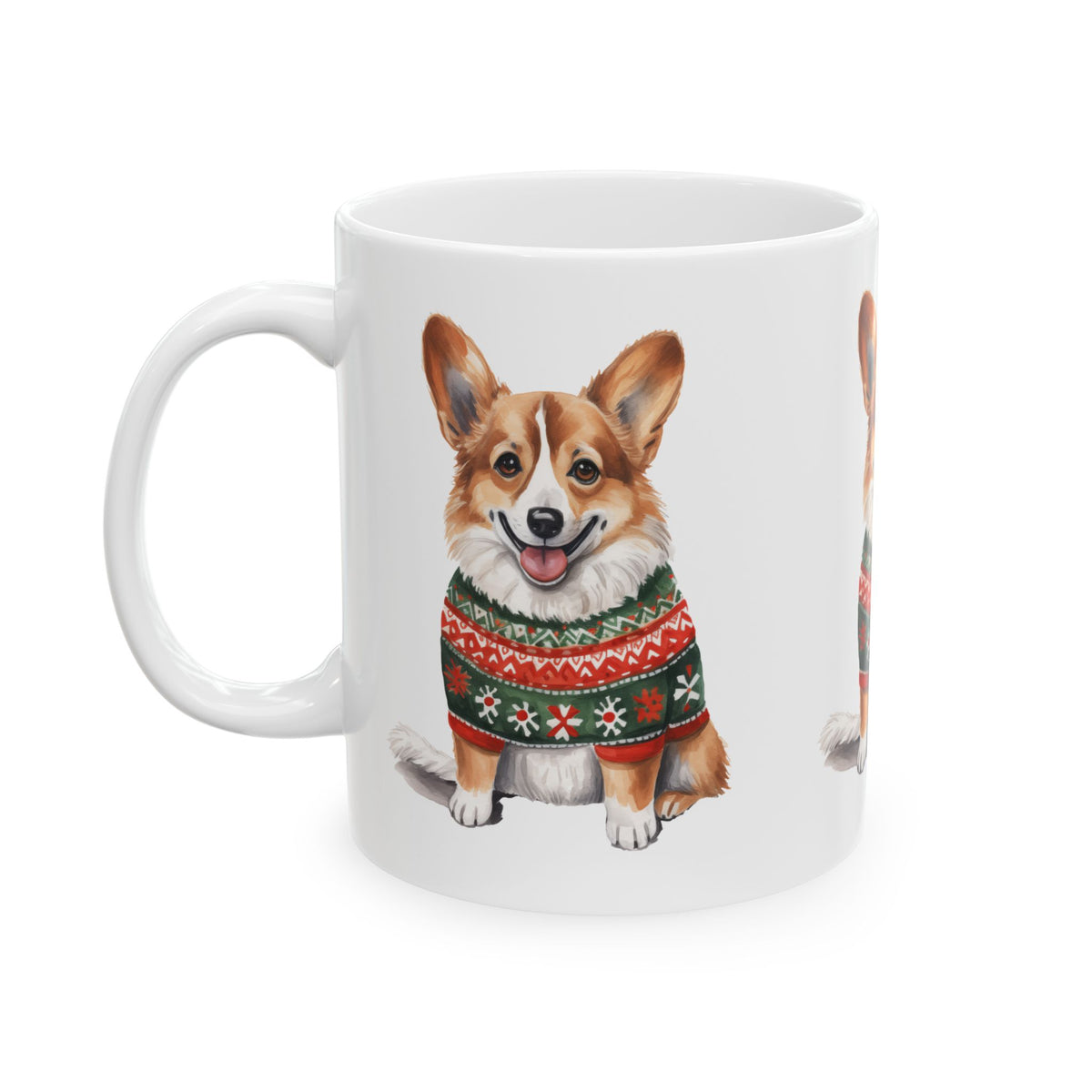 Corgi Holiday Mug – Cute Pembroke Corgi in Christmas Sweater 11oz    Item #221261