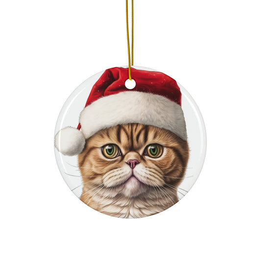 Exotic Shorthair Cat With Santa Hat Ceramic Ornament      Item #4989393