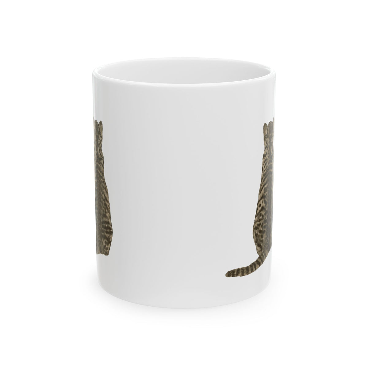 Tabby Cat Ceramic Mug — Cute Sitting Cat Coffee Tea Cup 11oz    Item #1250