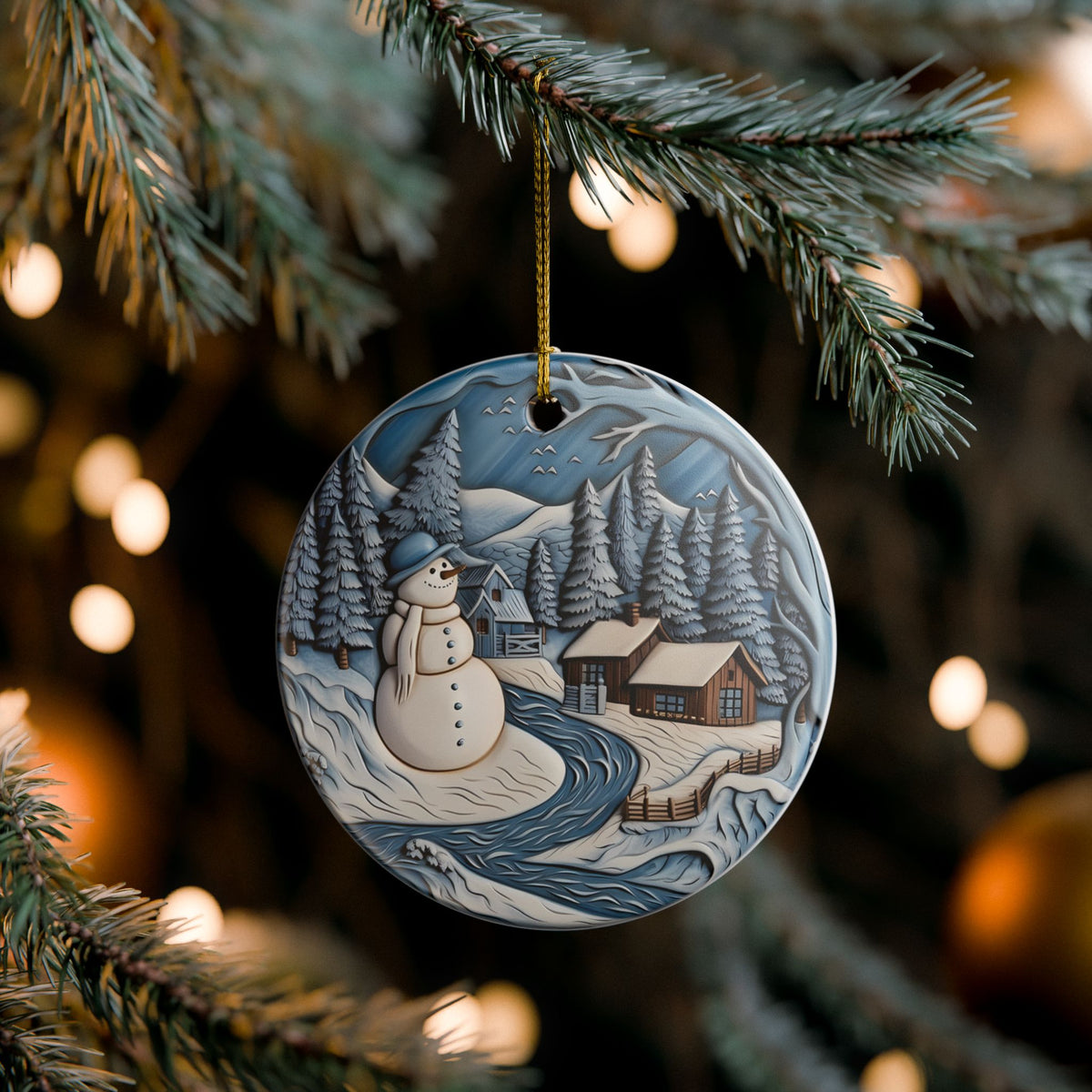 Winter Wonderland Snowman Ceramic Ornament    Item #17256