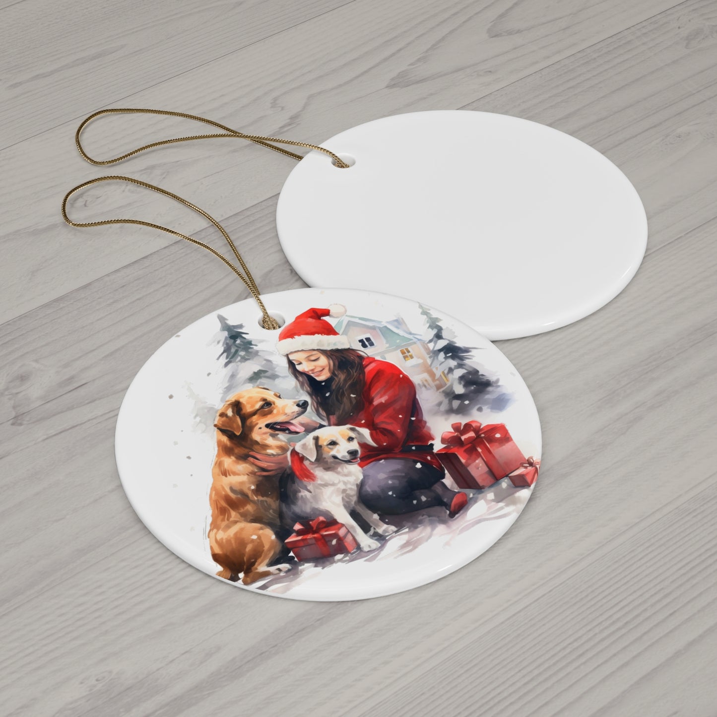 Christmas Dog Ceramic Disc Ornament              Item #205449