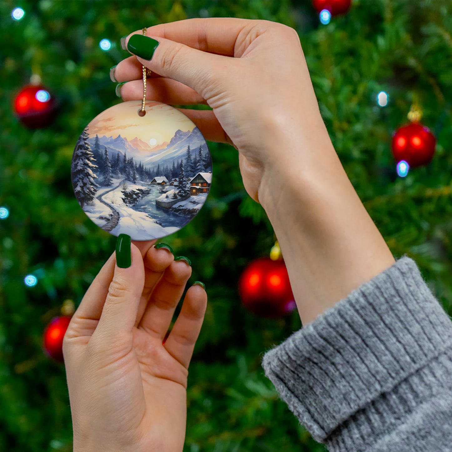 Ceramic Ornament - Christmas Scene       Item #620449