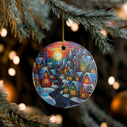 Winter Village Ceramic Christmas Ornament    Item #194478