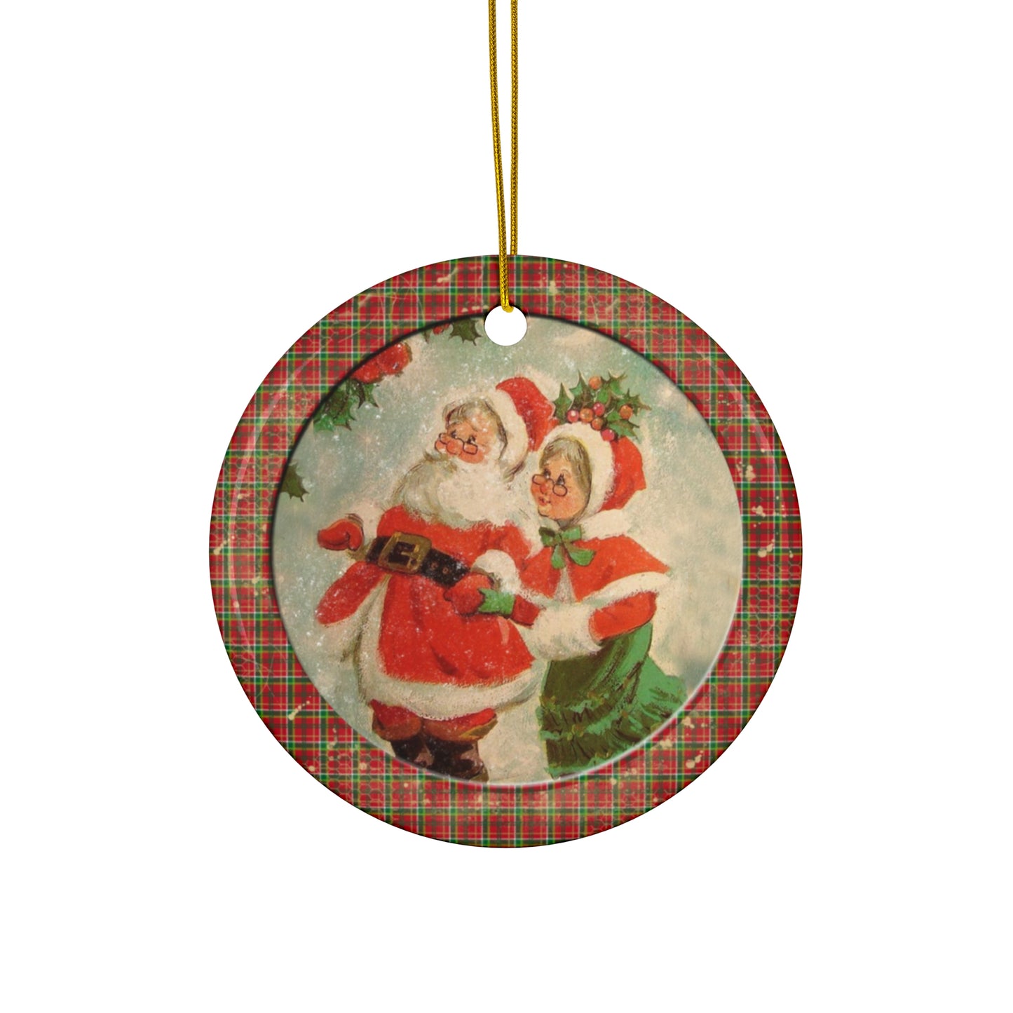 Santa & Mrs. Claus Ceramic Disc Ornament     Item #7656194