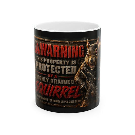 Warning This Property Is Protected By A Highly Trained Squirrel Ceramic Mug 11oz  Item #125630