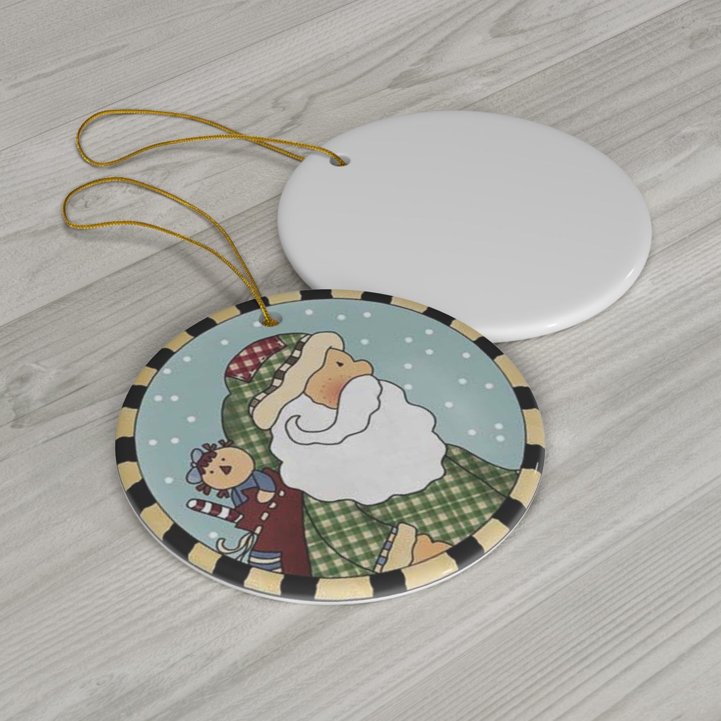 Santa Ceramic Disc Ornament       Item #9537823