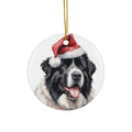Newfoundland Dog With Santa Hat Ceramic Disc Ornament        Item #1759503