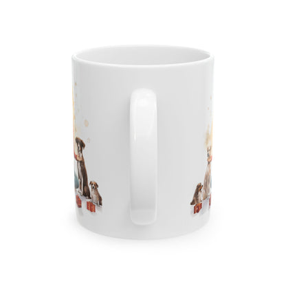 Christmas Dog Family Ceramic Mug - Cute Puppies Holiday Coffee Cup 11oz   Item #27048