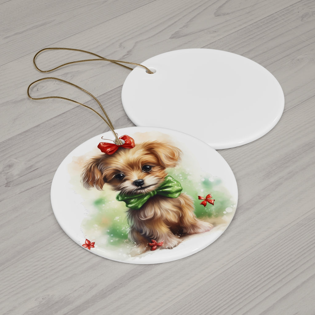 Christmas Dog Ceramic Disc Ornament           Item #1461969