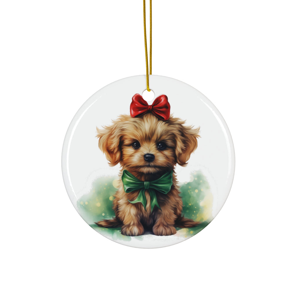 Christmas Dog Ceramic Disc Ornament              Item #120806