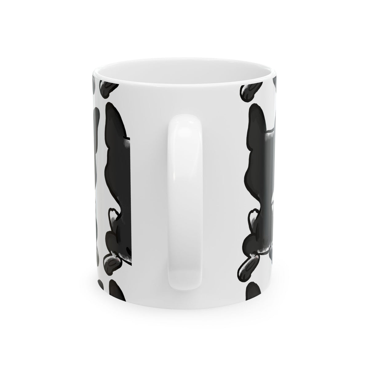 French Bulldog Pattern Ceramic Mug — Black & White Dog Coffee Cup 11oz   Item #636893