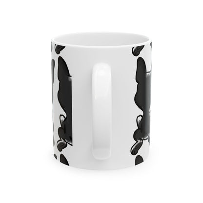 French Bulldog Pattern Ceramic Mug — Black & White Dog Coffee Cup 11oz   Item #636893
