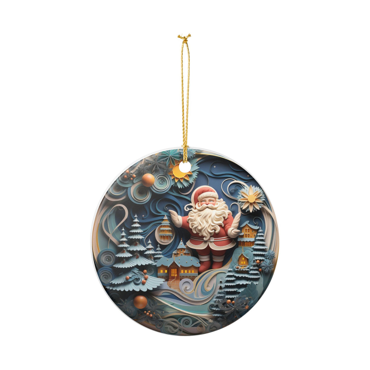 Santa Christmas Ceramic Ornament   Item #129657