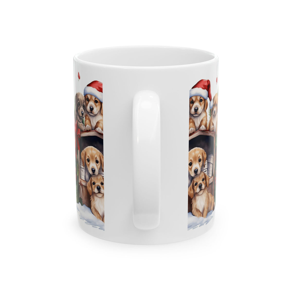 Christmas Puppies Ceramic Mug — Cute Holiday Dogs 11oz   Item #795923