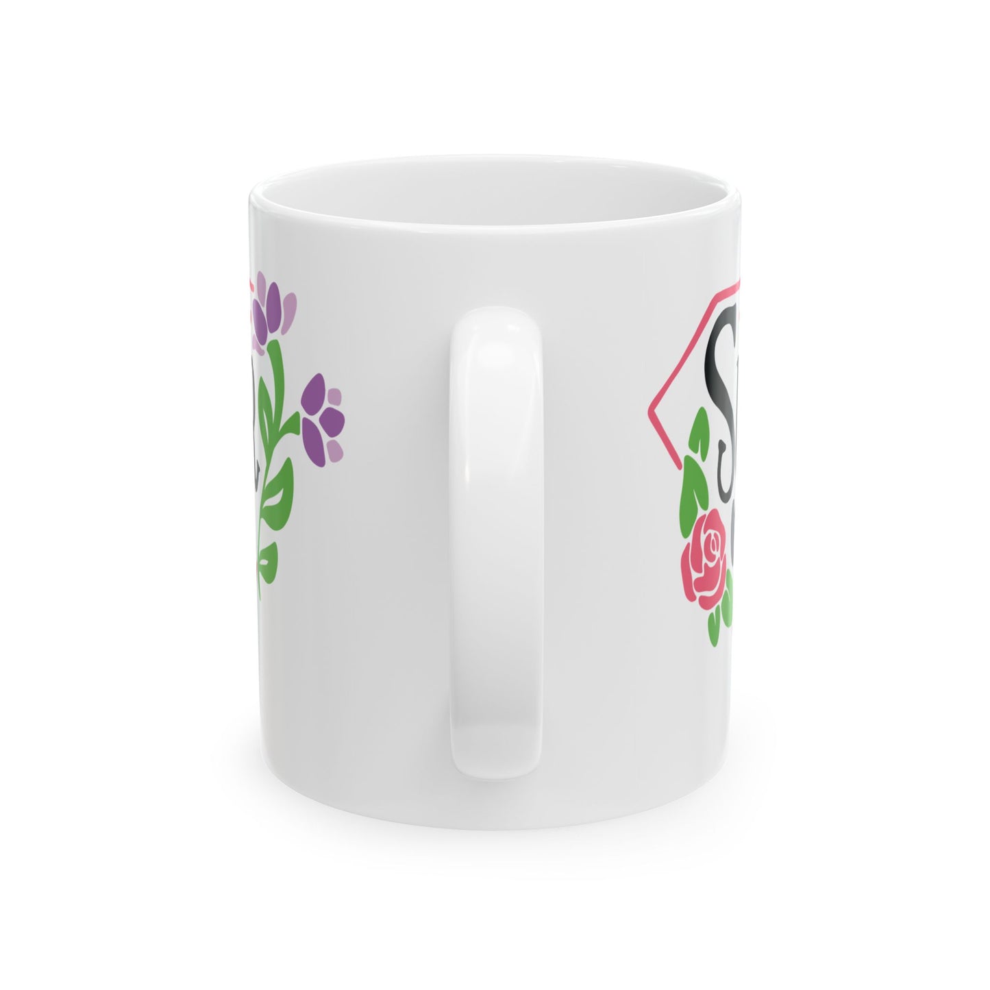 Summer Mom Floral Ceramic Mug – “Summer Mom” Coffee Cup, 11oz   Item #229372
